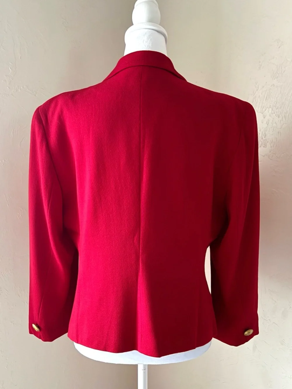 Vintage Christian Dior Red Wool Double-Breasted Blazer 12 P